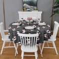 thumbnail image 2 of Black Christmas Snowman Pattern Round Tablecloth 60"x60",Wrinkle Wipeable Table Cloth for Kitchen Dining Room Picnic Patio Party, 2 of 6