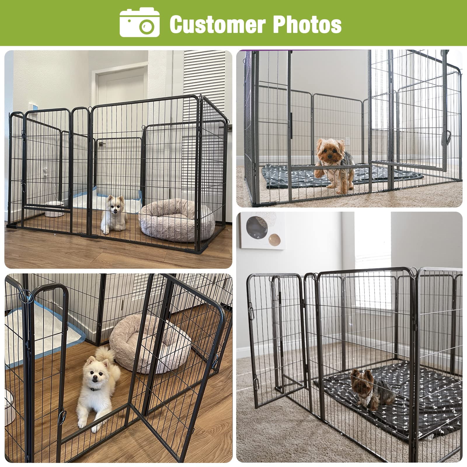 Aivituvin 31'' Foldable Dog Pen Heavy Duty Metal Puppy Playpen Indoor Outdoor for Small Animals - 8 Panels