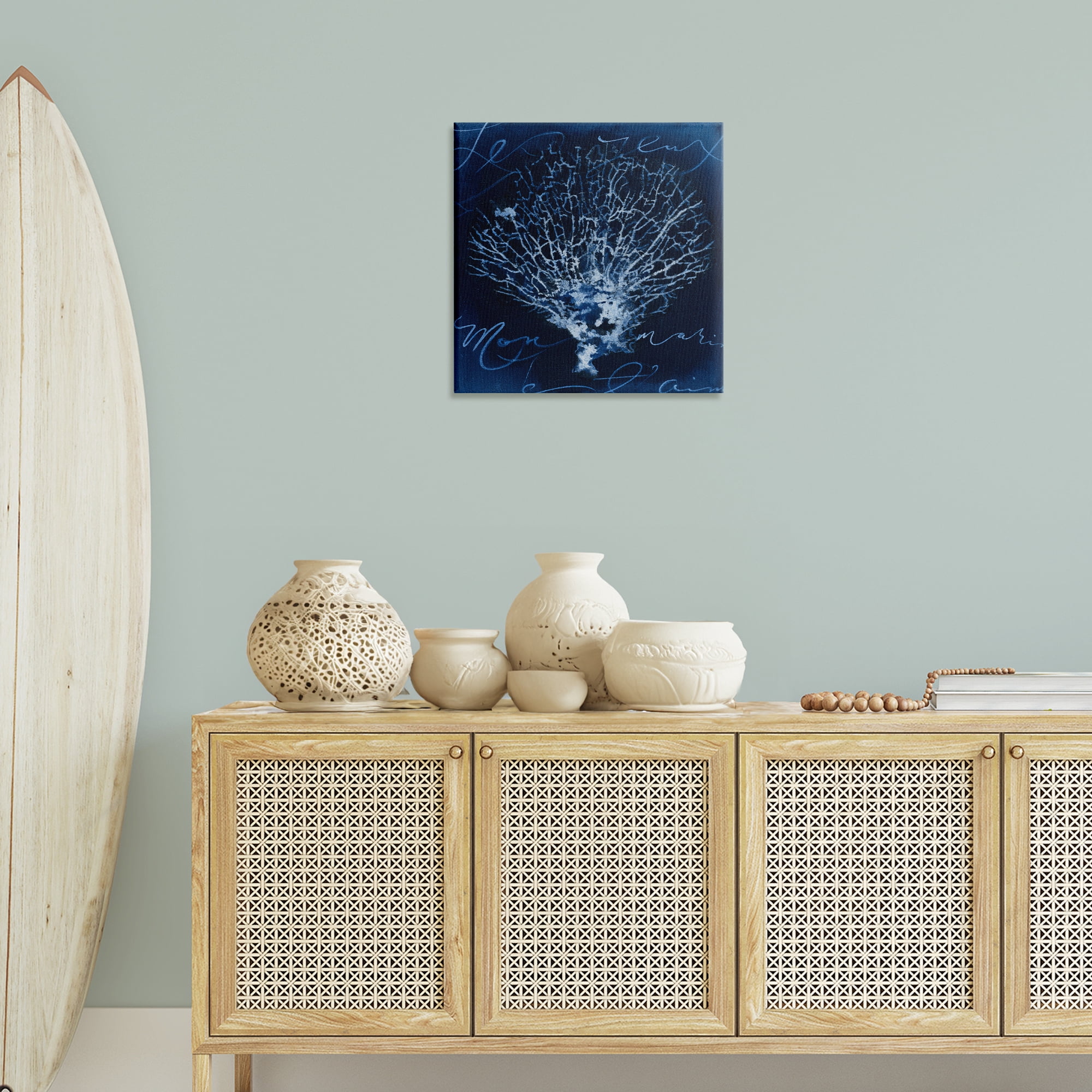Stupell Industries Vintage Marine Life Coastal Painting Gallery Wrapped Canvas Art Print Wall Art, 24 x 24