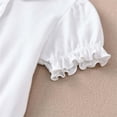 thumbnail image 6 of BXJX Girls Cotton T-shirts, Short Sleeve Casual Peter Pan Collar School Kids Tees with Ruffle White Size 12-13 T, 6 of 7