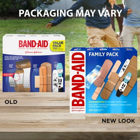 Band-Aid Brand Adhesive Bandage Family Variety Pack, Assorted Sizes, 120
