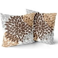thumbnail image 2 of Dahlia Brown Pillow Covers 16x16 in Coffee Colored Grey Floral Geometric Couch Pillow Cases Gray Elegant Flower Throw Pillows Set of 2 Spring Summer Home Decor for Room Bed Cushion Outdoor, 2 of 6