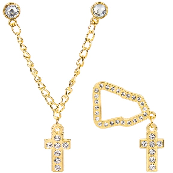 2pcs 2 styles Alloy Enamel Hanging Chain Brooches Baseball Hat Pin Decoration with Rhinestone Golden 37x39x3mm