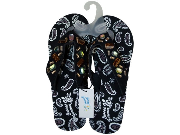 black wedge flip flop sandals