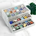 thumbnail image 4 of Rock Display Case 3 Drawers Rock Collection Box 54 Grids Rock Collection Display Case Clear Crystals Display Case Durable Gemstone Display Case Rock Storage Case for Kids Rocks 9.33×6.1×4.25 in, 4 of 10