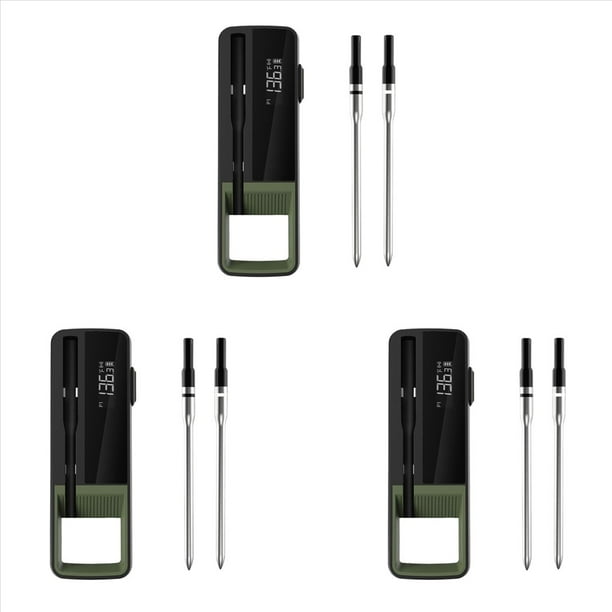 3X Termómetro Inalámbrico para Alimentos y Carne, Termómetro Digital Inteligente para Barbacoa con Bluetooth para Cocina, Horno, Parrilla con 6 Sondas
