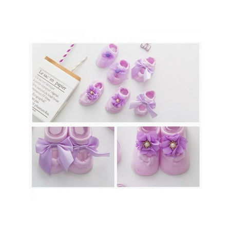 

Topumt 3Pairs Newborn Baby Lace Frilly Cotton Anti Slip Socks