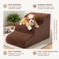thumbnail image 6 of Pefilos 23" Dog Stairs for Small Pets with High-Density Sponge and Silicone Paw Prints, 3-Step Dog Ramp for Beds and Couch, Brown, 6 of 7