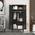 thumbnail image 6 of Metal Wardrobe Cabinet with Hanging Rod,Metal Clothing Storage Cabinet with Adjustable Shelves,Wardrobe Closet for Home Office,Laundry Room,School,Employee,Gym,Government (Black), 6 of 9