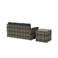 thumbnail image 4 of Westin Outdoor 2-Pieces Patio Sofa with Side Table Included Conversation Set PE Rattan Wicker Furniture, Brown/Navy Blue, 4 of 12