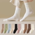 thumbnail image 2 of NUZYZ 1 Pair Women Socks Mid-tube No Odor Retro Solid Color High Elasticity Anti-slip Breathable Soft Sweat-absorption Anti-shrink Sports Cotton Socks, 2 of 8