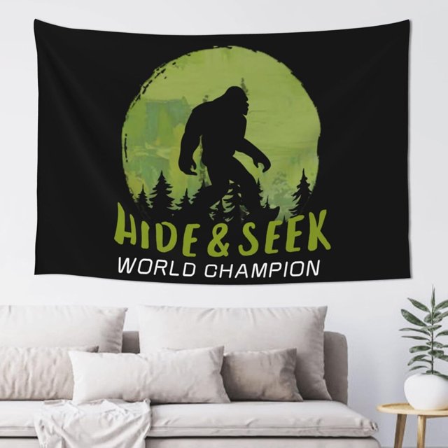 Tapiz de decoración de pared: tapiz de bosque con árboles de Bigfoot y Sasquatch para colgar en la pared, manteles de arte hippie de 60 x 40 pulgadas para dormitorio, sala de estar