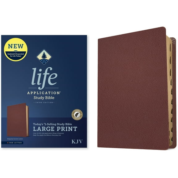 KJV Life Application Study Bible, Third Edition, Large Print (Genuine Leather, Burgundy, Indexed, Red Letter), (Hardcover)