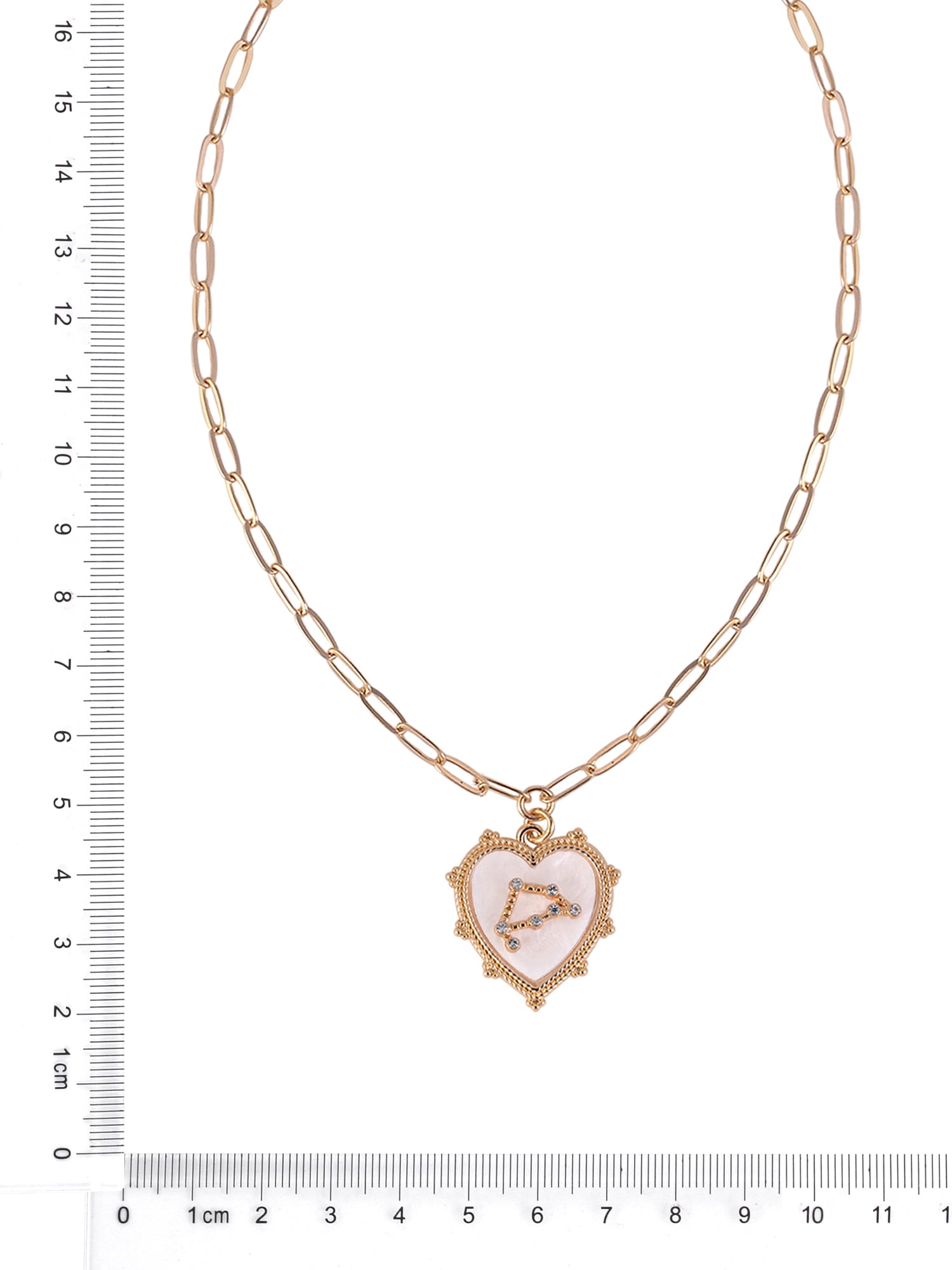 Time and Tru Women's Oval Link Chain Heart with Stone and Inset Constellation "Capricorn" Goldtone Reversible Necklace