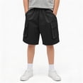 thumbnail image 2 of Hessimy Toddler Boy Shorts Boys Cotton Shorts Soft Casual Elastic Waist with Pockets Drawstring Kids Summer Clothes(Black,7-8 Years), 2 of 5