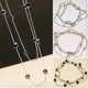 thumbnail image 4 of Women Square Rhinestones Beads 2 Layers Golden Alloy Chain Long Sweater Necklace--Gold-Product code 60795 Purple, 4 of 5