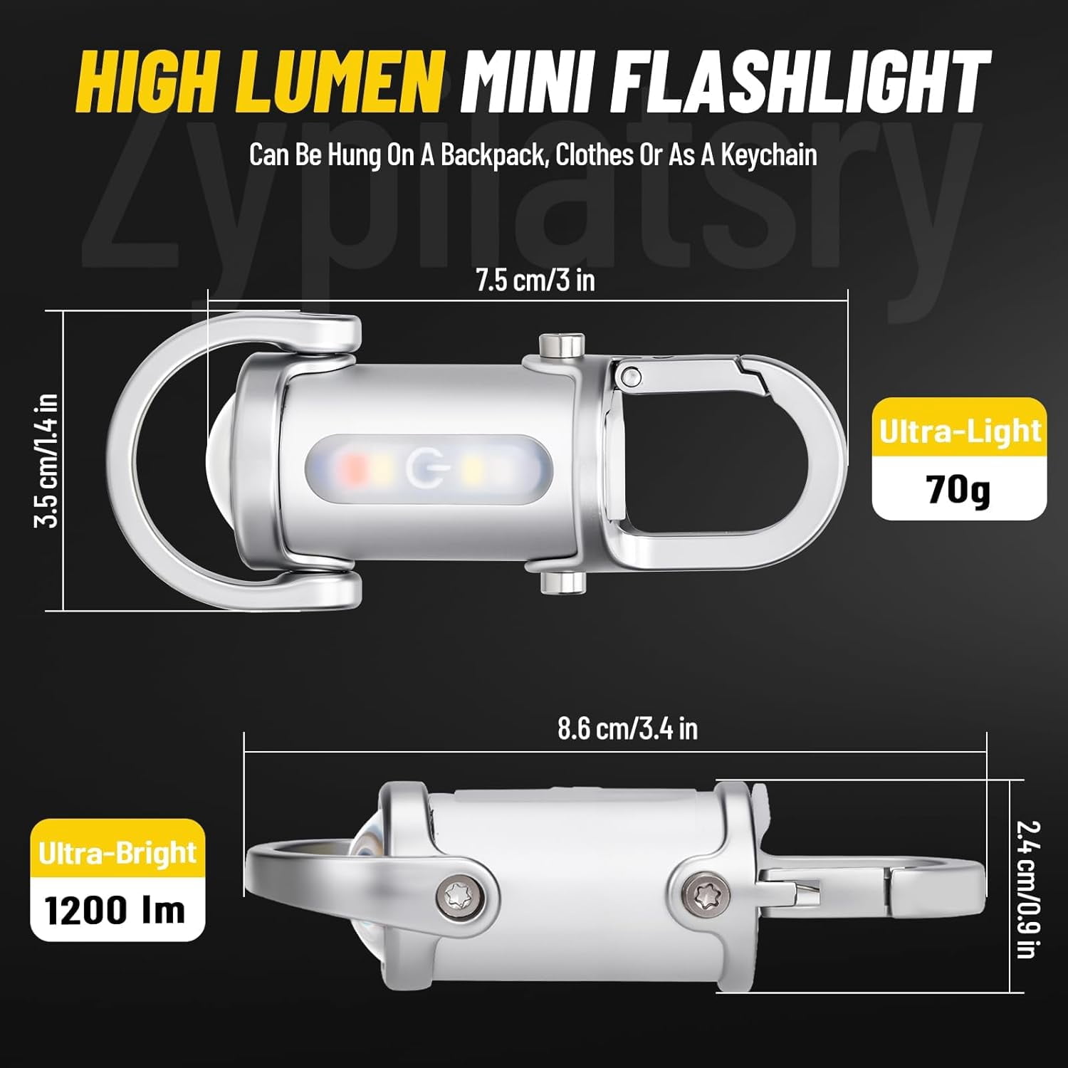 Portable Rechargeable Bright Keychain Flashlight Phone Charger, 2025 New Keychain LED Flashlight Rechargeable, 1200 Lumens Waterproof Mini Edc Compact Keychains Flashlight, 7 Modes Type-C (5)