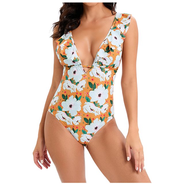 Traje de baño de bikini estampado para mujer Sujetador relleno Traje de baño de una pieza Ropa de playa OAVQHLG3B Store lin121212