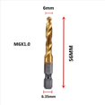 thumbnail image 3 of 2X Vástago Hexagonal M6x1 mm, Rosca de Tornillo HSS Chapada en Titanio, Brocas de Macho de Roscar Métricas, Máquina para Tornillos, 3 of 5