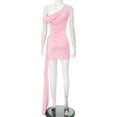thumbnail image 5 of Elegant One-Shoulder Bodycon Dress (S, Pink), 5 of 7