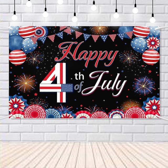 Banner del 4 de julio, telón de fondo, letrero, decoraciones para fiestas patrióticas del Día de la Independencia