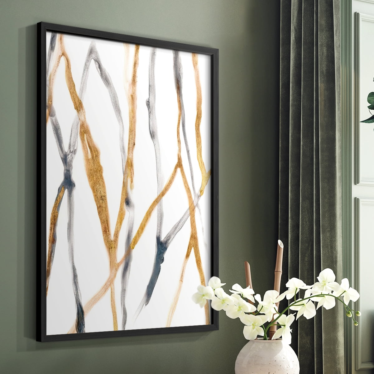 Runnel X Framed Print in Black Solid Wood Framed Print No Nail Hanging