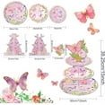 thumbnail image 3 of 2 Set 3-Tier Butterfly Cardboard Cupcake Stand Party Decorations Cupcake Stand Dessert Holder Stand for Kids Boys Bbay Shower Butterfly Floral Theme Birthday Party Supplies, 3 of 5