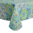 thumbnail image 4 of Contemporary Home Living Spanish Tile Cotton Dining Room Tablecloth - 9.5' - Blue and Green, 4 of 6