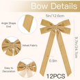 thumbnail image 3 of CEklwe 12Pcs Velvet Ribbon Bows Christmas Tree Decorations, Xmas Ornaments for Tree Home Party Front Door Wreath Holiday Decor (Khaki), 3 of 15