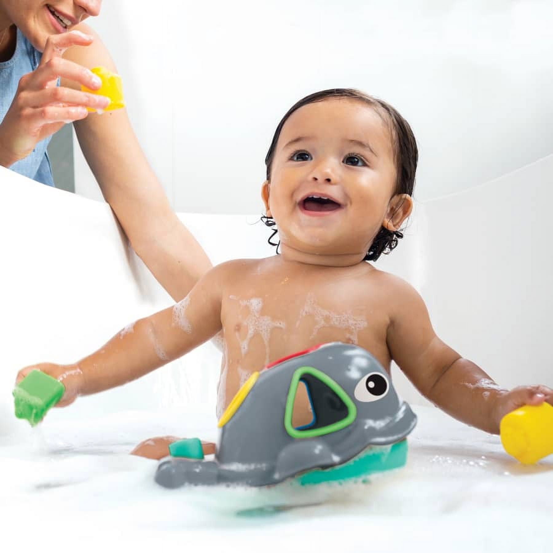 Infantino Orca the Whale Shape Sorting Toy with Water Squirt Blowhole for 12M+