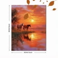 thumbnail image 3 of Qisvanset Two Horses Sunset Landscape Canvas Wall Art 15.75x11.81 Inches, 3 of 8