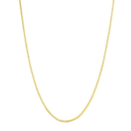 White Gold Round Locket - 14k Solid Gold Yellow Round Wheat Chain Necklace 0.6 mm 18 Inches