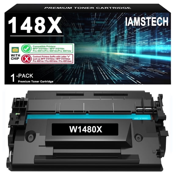 148X 148A Toner Cartridge with Chip High Yield Compatible for W1480X 148X Laserjet Pro 4001dn MFP 4101fdw 4101fdn 4001n 4001dn 4001dw(Black, 1-Pack)