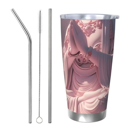 

Matuu Pink Lotus Buddha for 20oz Durable Thermal Cups Keep Drinks Cold and Hot Insulated Car Mug with Lid-Straw Three-piece Set