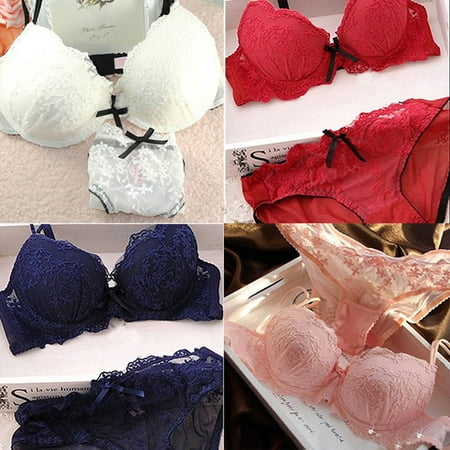 

Women Push Up Lace Bra Panty Set Embroidery Deep V Lingerie Knicker Exquisite Valentine s Day Gifts