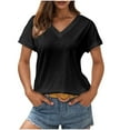 thumbnail image 2 of Women's Tops Under $10 Free Shipping V-Neck Short Sleeve Solid Color Casual Shirt Fashion Summer Shirt, 2 of 8