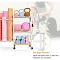thumbnail image 3 of Home Gym Storage, 3 Tiers Workout Equipment Organizer with Wheels for Yoga Mats, Foam Roller, Dumbbells, Kettlebells, and Resistance Bands, 3 of 14