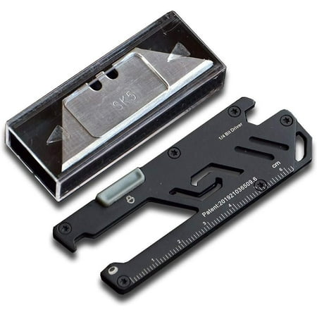 Folding Pocket Knife Credit Card Sized Fixed Blade Knives Tactical Knife Hunting Knife EDC Knife Blade Survival Knife Cutter for Cars Campers Boats Hiking Pack Emergency Survival Black