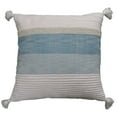 thumbnail image 2 of 22" X 22" White And Light Blue Striped Zippered Handmade Cotton Blend Throw Pillow With Tassels, 2 of 5