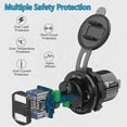 thumbnail image 3 of 2X Quick Charge 3.0 Dual 12V USB Car Charger, Aluminum Socket with Switch Button and Red Digital Voltmeter, Waterproof, 3 of 6