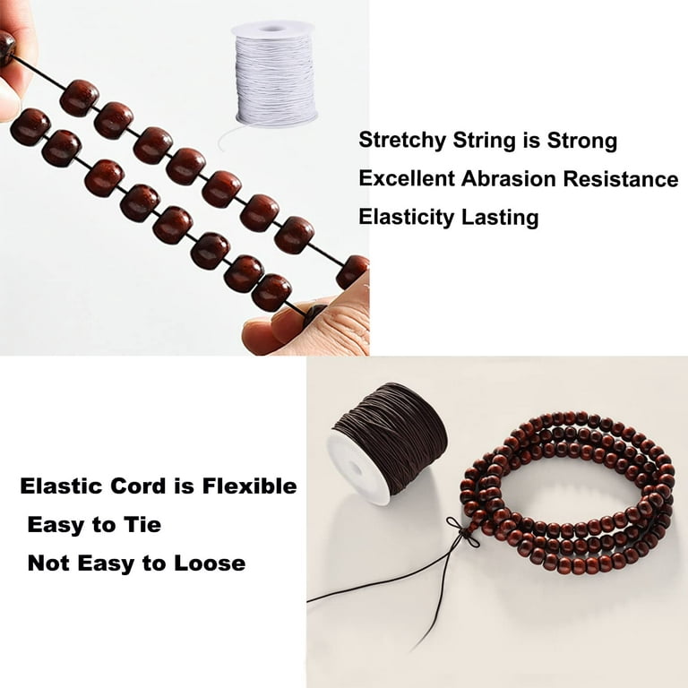 Elastic String for Jewelry Making Clear/Black Elastic Cord Stretchy Bracelets String 3Rolls 0.8mm Beading Wire Bracelet Stretchy Cord DIY Craft Wire