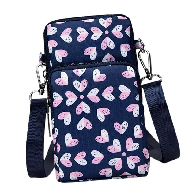Bolso para teléfono, ligero, ajustable, con correa para el hombro, estuche de transporte con cremallera, bolso de hombro, para compras, Corazón Sunnimix monedero del teléfono