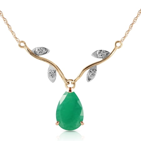 Galaxy Gold 14K Solid Gold Natural Diamond Pear Drop Necklace for Women - Yellow Gold Fine Jewelry