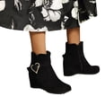 thumbnail image 4 of VBARHMQRT Ladies Fashion Solid Color Suede Belt Buckle Inner Wedge Heel Side Zipper Boots, 4 of 9