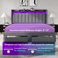 thumbnail image 6 of Amolife King Size Platform Bed Frame with 2-Tier LED Storage Fabric Wingback Headboard & 2 Storage Drawers, USB & Type-C Charging Ports, Dark Grey, 6 of 12