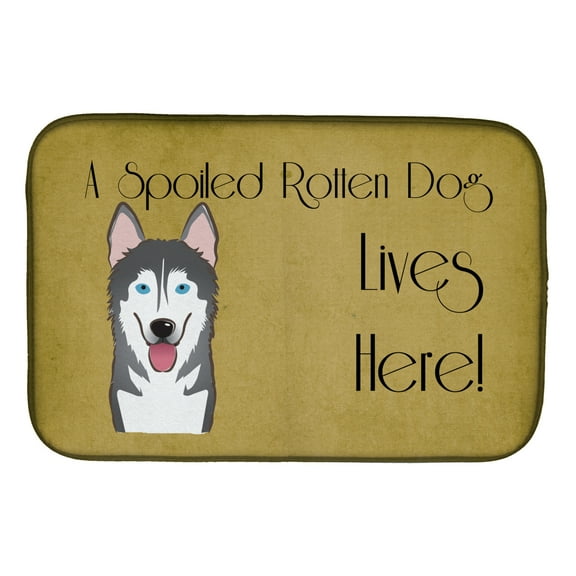 Alaskan Malamute Spoiled Dog Lives Here Dish Drying Mat