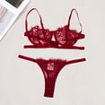 thumbnail image 2 of JSGEK Women Lace Trim Deep V Neck Chemise Dress Flared Silhouette Adjustable Spaghetti Straps Lingerie Set Red M, 2 of 6