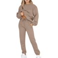 thumbnail image 1 of XINQIHANG Women's Plus Size Tracksuit Set Solid Color Long Sleeve Pullover Sweatshirt Jogger Pants Warm Fleece Sweatsuit, 1 of 6