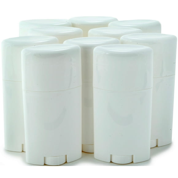 Vivaplex 10 envases desodorantes vacíos blancos de 2,5 oz con tapas