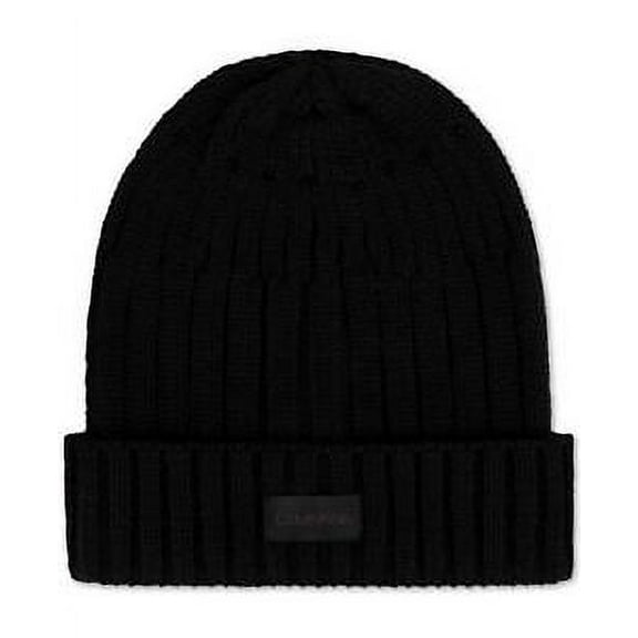 CALVIN KLEIN MEN BLACK LOGO WARM KNIT WINTER SKI HAT